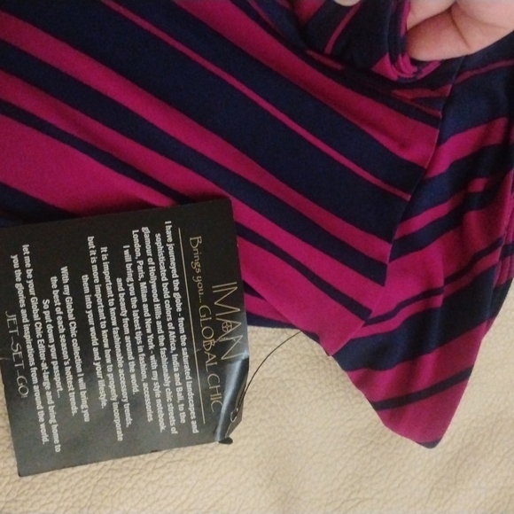 IMAN Global Chic Hot Pink & Navy Stripe Scarf Skirt Asymmetrical Hem SZ XL NWT - Picture 5 of 5